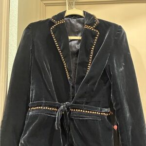 Elegant Teal Velvet Women's Jacket